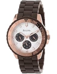 Bulova Womens 98N103 Brown Rubber Wrapped Stainless-Steel Bracelet Watch