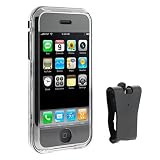 Apple iPhone 1st Gen (NOT for iPhone 3G) Transparent Smoke Crystal Snap On Cover Case with Belt Clip