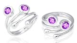 Round Cut Amethyst Toe/Pinky Ring Sterling Silver