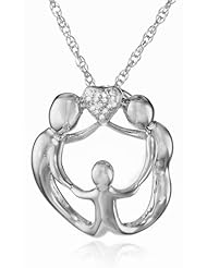 Sterling Silver Family Embrace Diamond Pendant Necklace (0.02cttw, I-J Color, I2-I3 Clarity), 18"