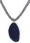 14k Yellow Gold Iolite Roundel Double Strand Necklace and Blue Agate Pendant, 20"