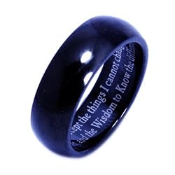 Black Stainless Steel Serenity Prayer Ring - "God grant me the Serenity..." Serenity Prayer Jewelry.