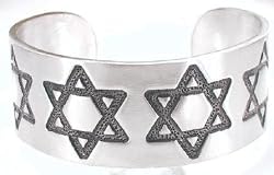 Jewish Star Of David Engraving Pewter Cuff Bracelet