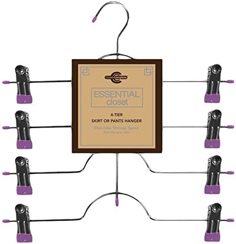 Closet Complete Chrome 4-Tier Skirt/Pants Hanger with Clips, Lilac, 24 Count