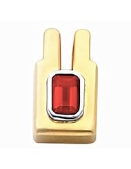 18K Two-Tone Gold Emerald Cut Chatham Created Ruby Pendant -- LIFETIME WARRANTY