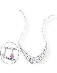 14k White Gold Sapphire & Diamond Necklace, Best Quality Free Gift Box Satisfaction Guaranteed