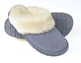 Slippers International Womens Genuine Shearling Fluff Scuff, Blue, 9 M