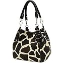 New Mini-Size Small Giraffe Print Faux Leather Satchel Bag Handbag Purse W/Bonus Cell Phone Pouch - (4 Different Colors)