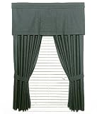 Solid Black Denim Drapery Pair / 4pc Curtains Set