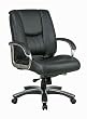 Deluxe Mid Back Executive Leather Chair With Chrome Finish Base And Padded Arms By Office Star