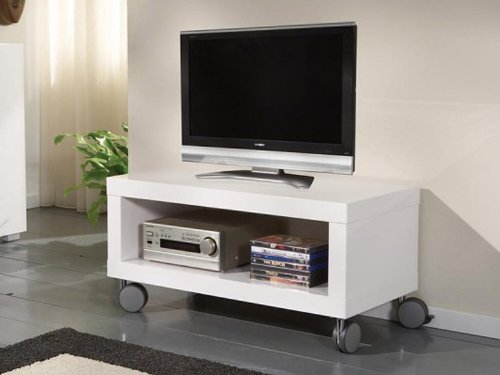 TV Regal Fernsehregal 80x40 Rollen weiß Hochglanz