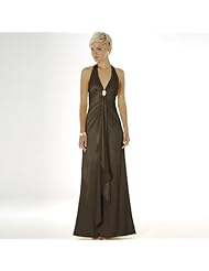  Slit Charmeuse/Polyester/Rayon/Satin Halter Evening Dress  With Rhinestones