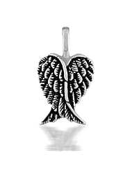 Valentines Day Gifts Bling Jewelry Silver Mini Feather Angel Heart Wing Pendant
