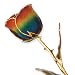 Long Stem Dipped 24k Gold Trim Rainbow Rose In Gold Gift Box