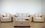Conservatory furniture DORCHESTER WICKER Designer SUITE (Sofa, 2 Armchairs, Coffee table)