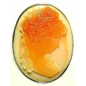 Beautiful, Romantic, Cameo Pin Pendant, Italian, 925 Sterling Silver Framed,... by cameos