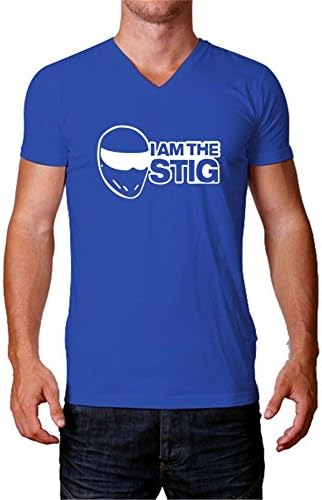 PTLJY Royal Blue Cotton Tshirt I Am Stig A0485 Mens V Neck T Shirt