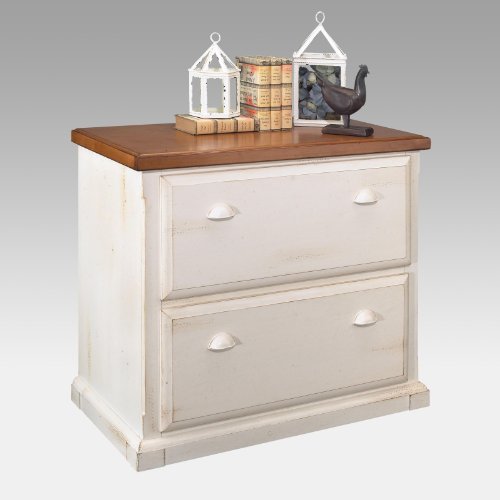Southampton Oyster Two Drawer Lateral File Maple Top/Oyster White Base