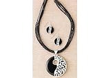 Lifestyle Studios Black/Silver Earring & Necklace BLACK