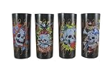 Set Of 4 Ed Hardy SKULLS Black Highball Glasses