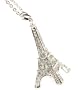 Large 3d Eiffel Tower Charm Necklace with Crystals on LONG 22" Chain! Silver Tone