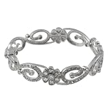 Tressa Sterling Silver CZ and Polished Locking Bracelet