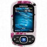 Crystal Hard White with Pink Flowers Design Cover Faceplate Sleeve Case for SAMSUNG A687 STRIVE  +Swivel Belt CLip