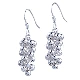 925 Sterling Silver Ball Cluster Jewelry Dangle Earrings