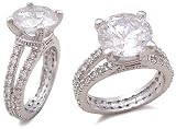 Cubic Zirconia Rings - 3.5 Carat Sterling Silver Solitaired CZ Engagement Ring