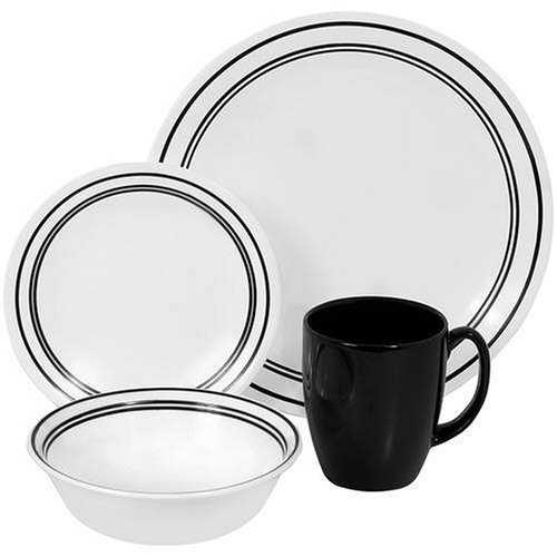 Corelle Livingware 16-Piece Dinnerware Set, Service for 4, Classic Caf Black