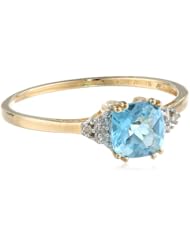 10k Gold, December Birthstone, Blue Topaz and Diamond Ring
