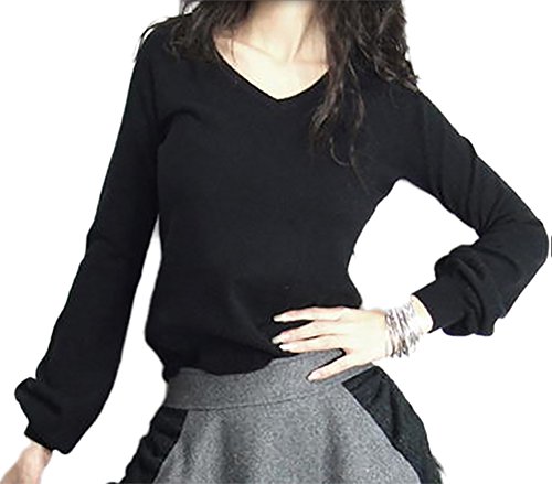 Notting hill 秋冬 大人 レディース セーター カシミア Vネック 長袖 ランタンスリーブ カジュアル シンプル かわいい きれいめ 美人 ナチュラル クール デイリー 愛され OL スタイル スリム 4カラー サイズ S〜L SSK-0290