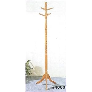 Oak Finish Twist Coat Rack