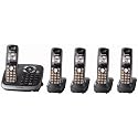 Panasonic KX-TG6545B DECT 6.0 PLUS Expandable Digital Cordless Answering System with 5 Handsets