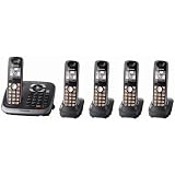 Panasonic KX-TG6545B DECT 6.0 PLUS Expandable Digital Cordless Answering System with 5 Handsets