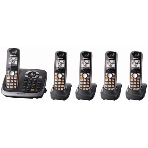 Panasonic KX-TG6545B DECT 6.0 PLUS Expandable Digital Cordless Answering System with 5 Handsets