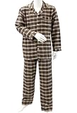 Leisureland Mens Cotton Flannel Pajama Set Plaid Coffee