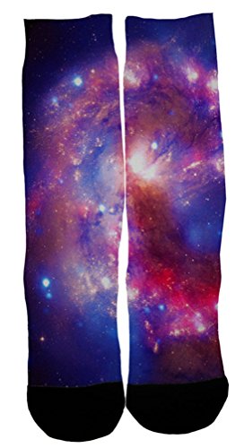 Kalily Custom Cushioned Galaxy Crew Socks with Design - Multi Colors