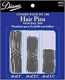 Diane Black Hair Pins Combo With Tips * 100 Pack * 3 - Different Sizes #d475