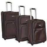 Dejuno Luxury 3-piece Expandable Upright Luggage Set - Coffee Brown