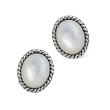 White Mother of Pearl Button Earrings