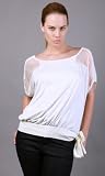 ALLEY Shimmery Shoulder Side Tie Batwing Top Beige