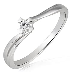 Goldmaid Damen-Ring Herz Stotzen Verlobungsring 585 Wei�gold 1 Brillant 0,10 ct. Gr. 54 So R4682WG54