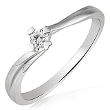 Goldmaid Damen-Ring Herz Stotzen Verlobungsring 585 Wei�gold 1 Brillant 0,10 ct. Gr. 54 So R4682WG54
