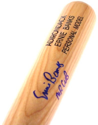 Ernie Banks Chicago Cubs Hand Signed Adirondack Blonde Bat with Mr Cub Inscription
