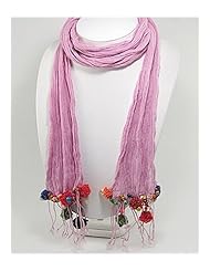 Hand made cotton scarf / belt decorated with glass beads