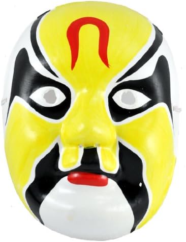 Beijing Opera Mask, Chinese Opera Mask, Yellow and White Costume Mask, Face Mask