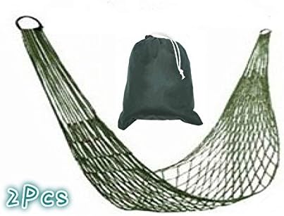 Trekking Tribe Nylon Hammock Hanging Mesh Sleeping Bed Swing Outdoor Camping Travel (Deep Green), Set of 2