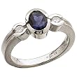 Platinum Oval Shaped Iolite Diamond Fancy Ring