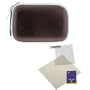 Coffee Brown Bronze Zipper Pouch Case + Universal LCD Screen Protector for Samsung ES80 SH100 PL210 PL100 PL20 PL200 PL170 Digital Cameras